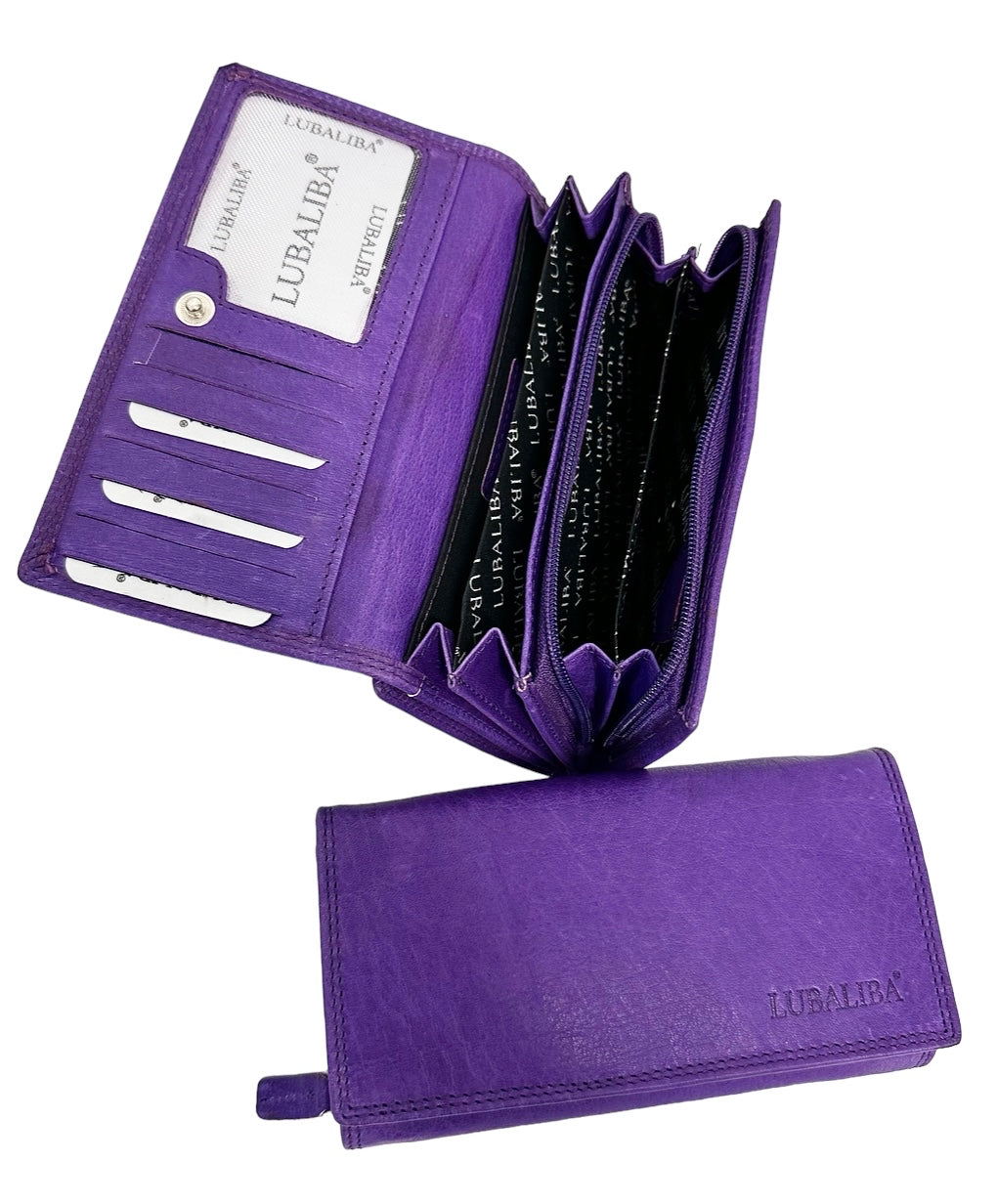 Portefeuille LUBALIBA® EN CUIR VÉRITABLE AVRIL/VIOLET