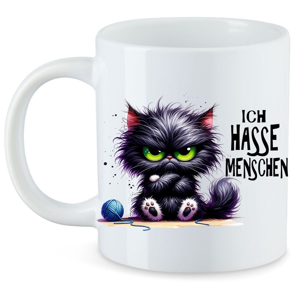 Ich Hasse Menschen Wollbert der Kater Tasse Keramik Motiv: TAN