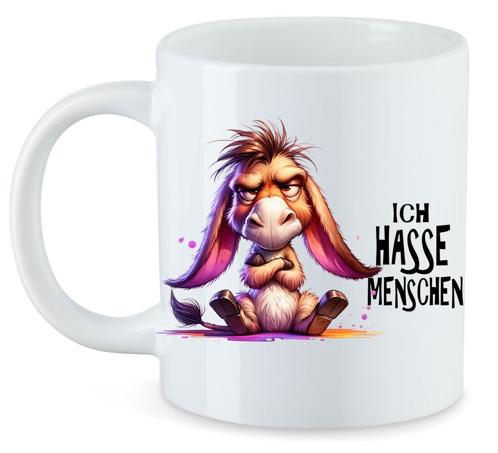 Ich Hasse Menschen Eselmann der Esel Tasse Keramik Motiv: TAU