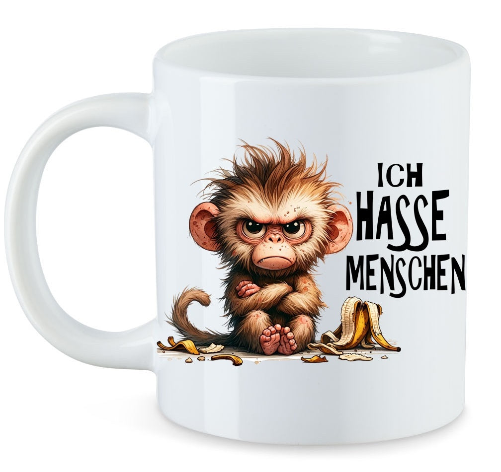 Ich Hasse Menschen Affe Jimmy Tasse Keramik Motiv: TAB