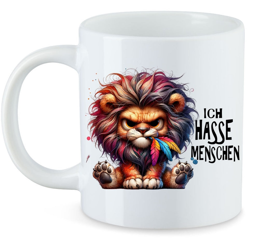 Je déteste les gens Lion Lio Mug en céramique Motif : TAF