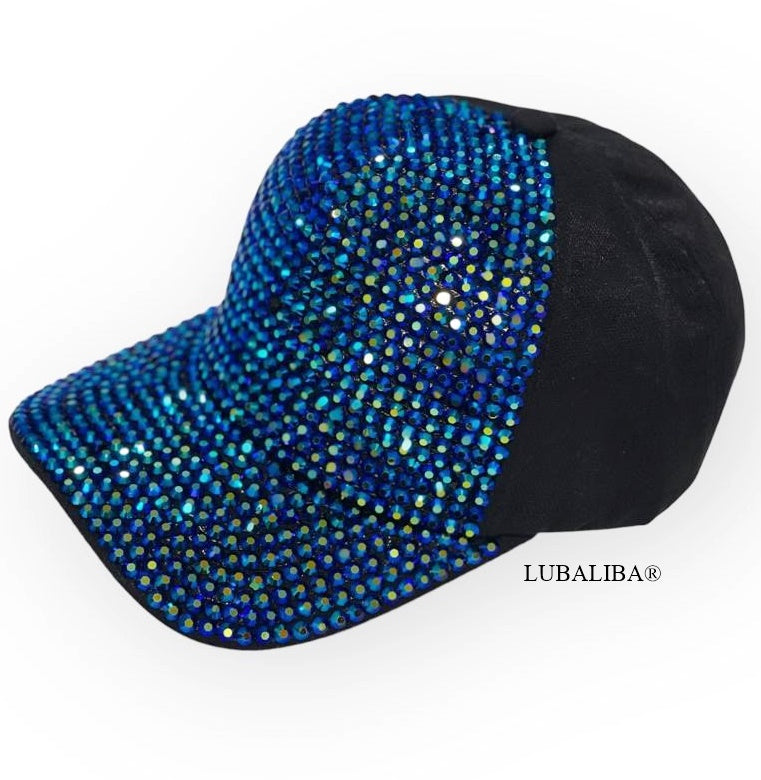 Stylische Strass Cap - blau