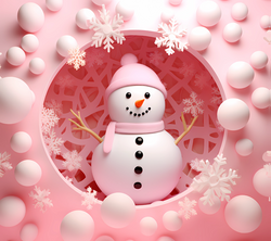 Motif "Bonhomme de neige de Noël 3D rose" Numéro d'art : CBI