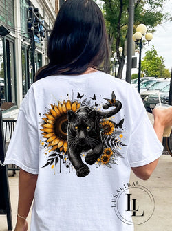 T-Shirt Weiß " SONNENBLUMEN PANTHER " ArtNr.: DWG