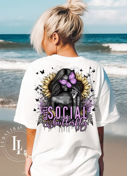 T-Shirt weiß Motiv " ANTI SOCIAL BUTTERFLY  " ArtNr.: DWI