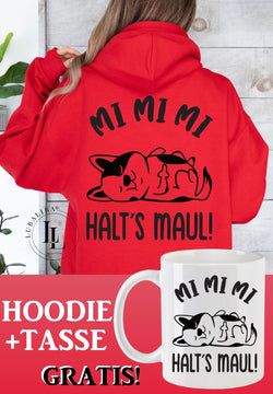 Sweat à capuche rouge + CUP "Mi Mi Mi Dog cup céramique motif : HHH