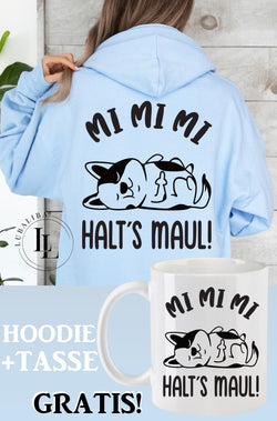 Sweat à capuche bleu pastel + TASSE "Mi Mi Mi Dog tasse en céramique motif : HHH