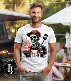 T-Shirt weiß" SKULL GRILL KING " ArtNr.: HMK