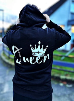 QUEEN mit Babybauch UNISEX HOODIE WEISS