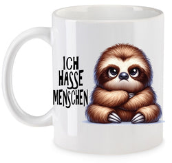 Ich hasse Menschen " Fauli das Faultier " Tasse Keramik ArtNr.: TABE