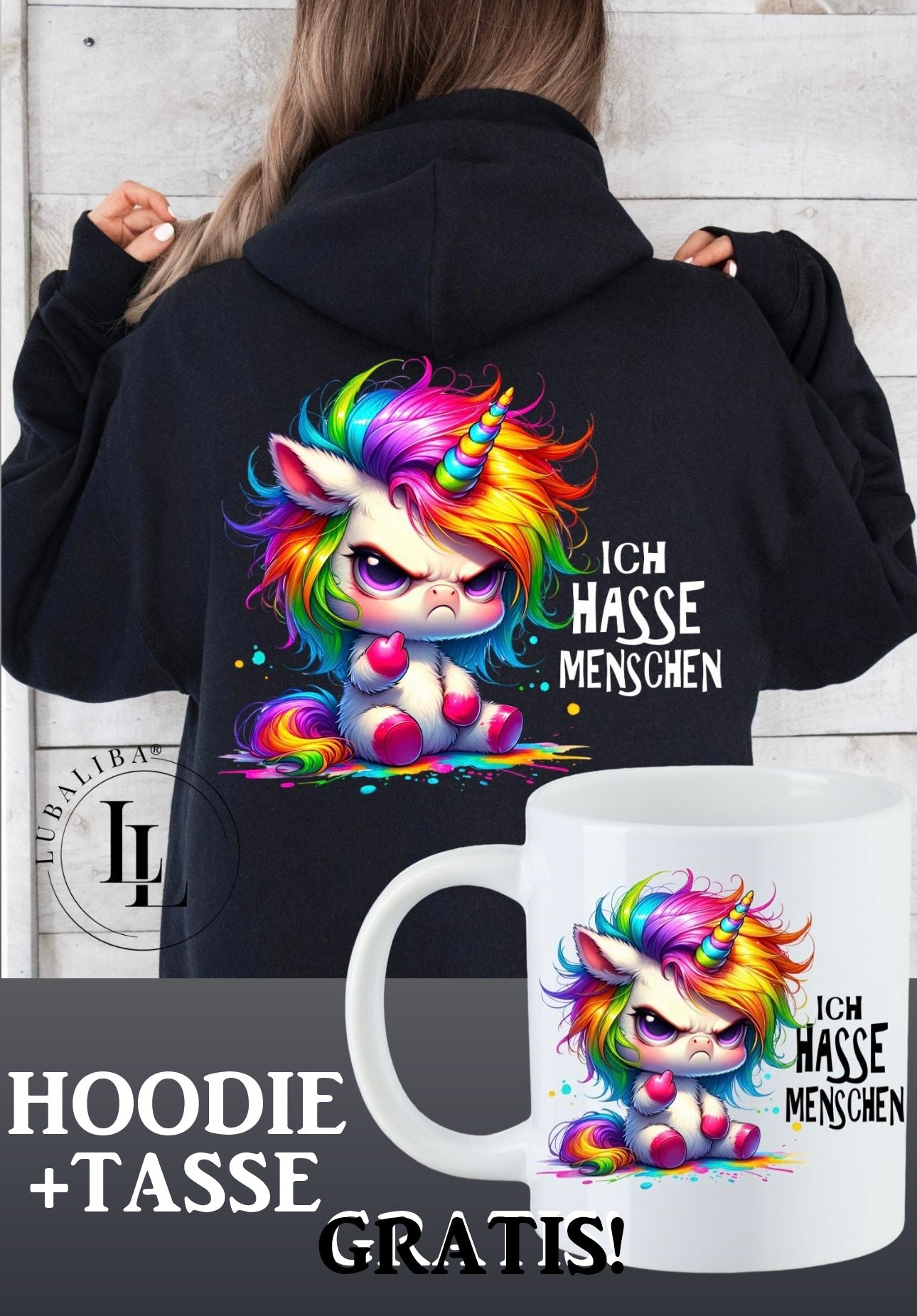 Hoodie Schwarz + TASSE 