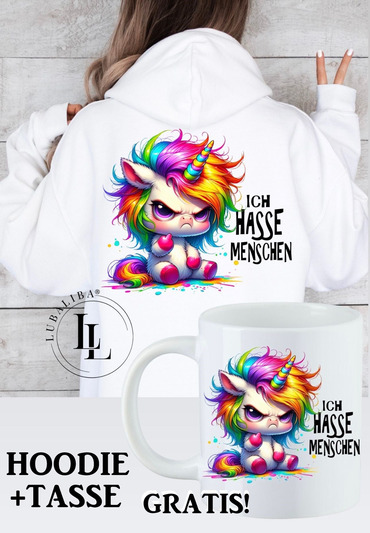 Hoodie Weiß + TASSE 