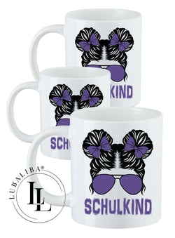 " Schulkind Lila " Kinderbecher Kunststoffbecher Karamiktasse Schulkind Motiv: KAE