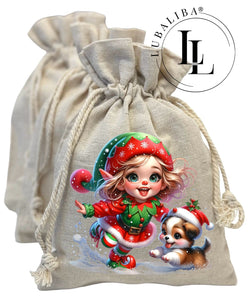 Sac en jute Sac en jute "Elfin Elfi &amp; Bubbi" Réf.: WQU