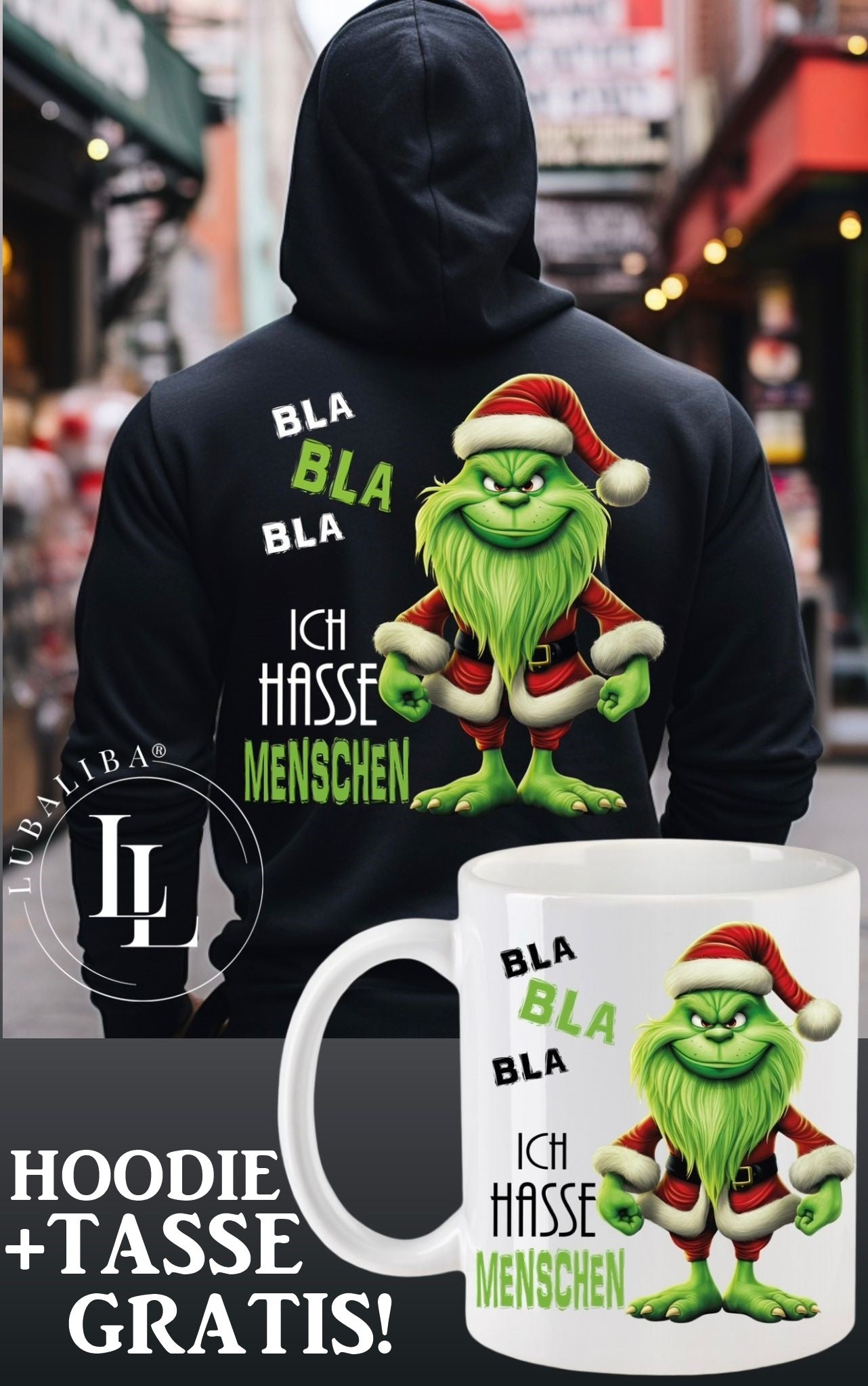 Hoodie Schwarz + TASSE 