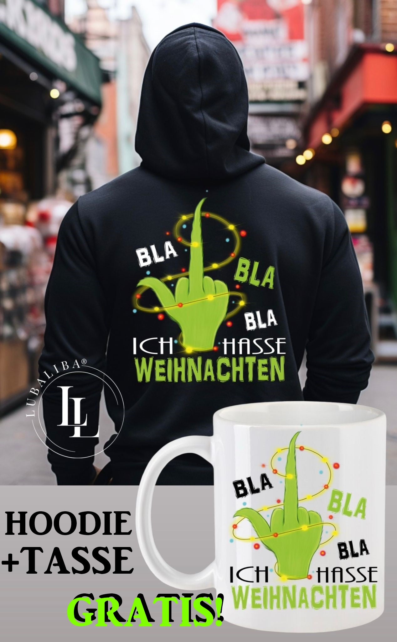 Hoodie Schwarz + TASSE 