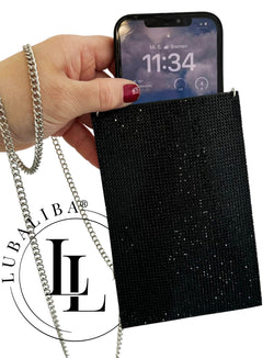 LUBALIBA Strass Glitzer Schwarz Handytasche