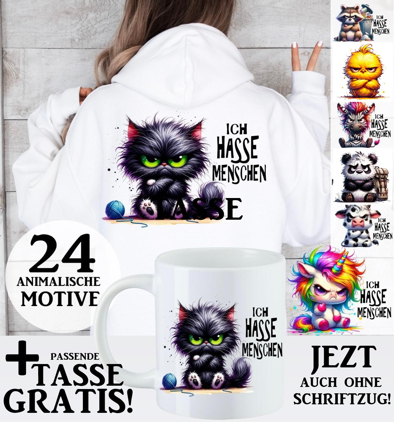 Hoodie | Kapuzenjacken Creator IHM Animals mit und ohne Schriftzug